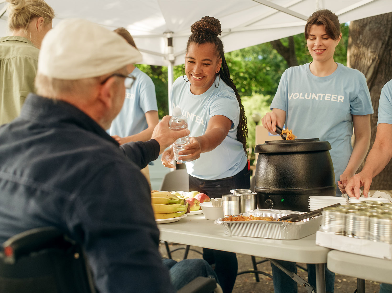 volunteering to serve food